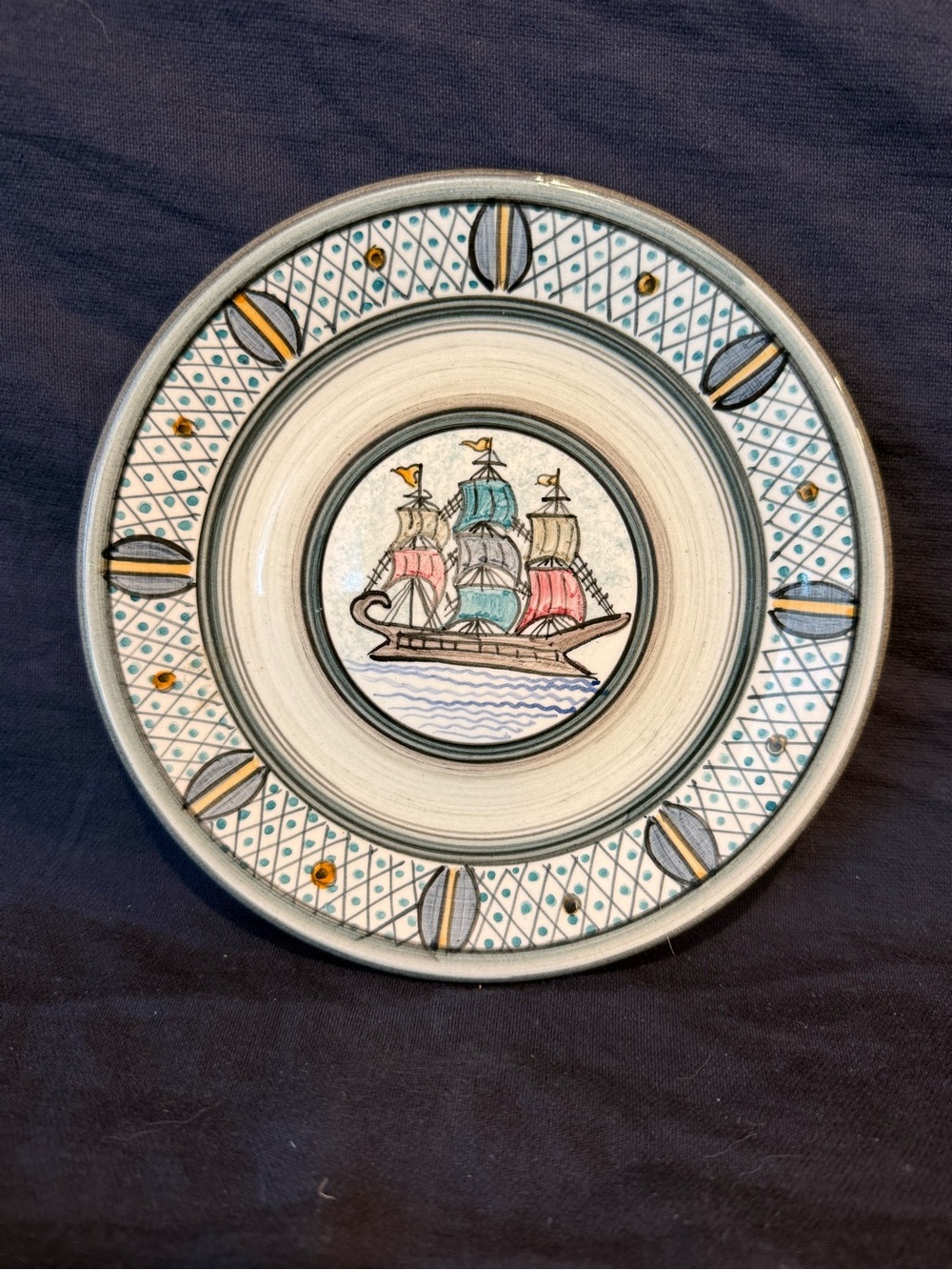 Vintage Poole Pottery Janet Laird Ship Plate